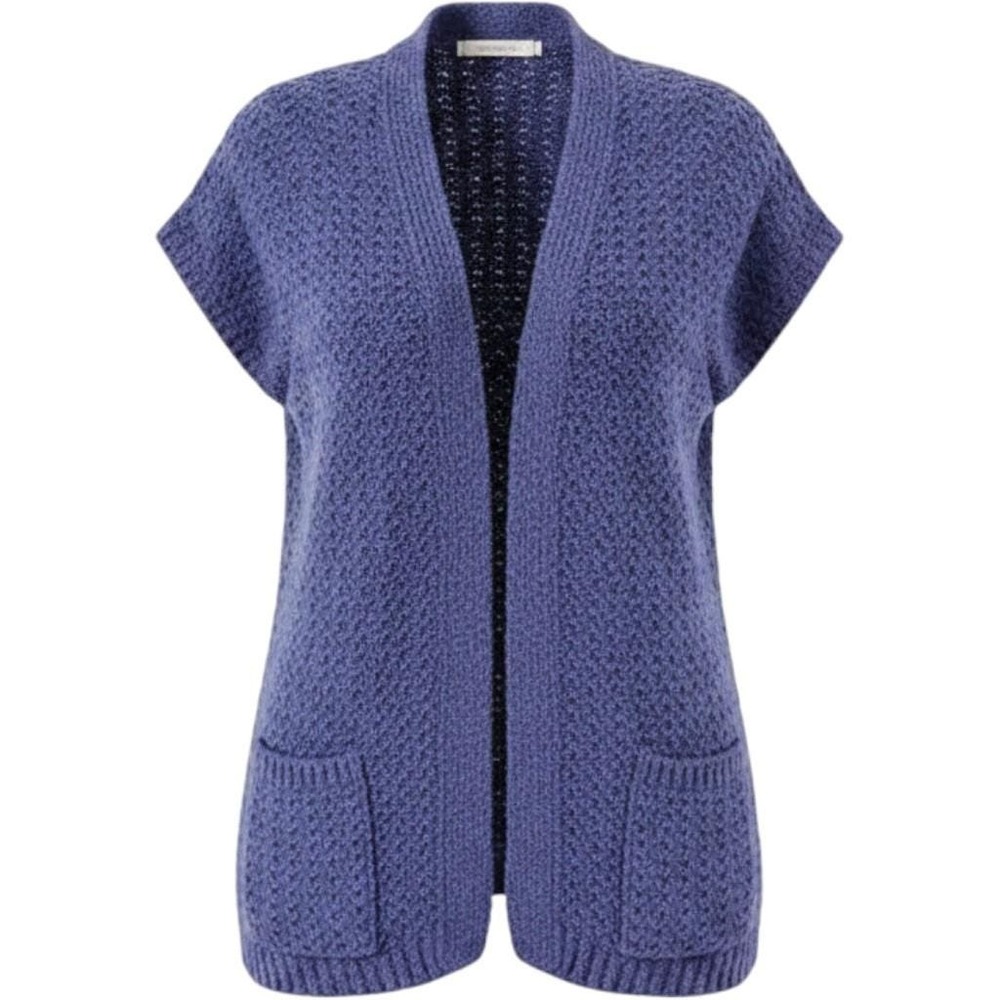 Vintage Bonnie Lee Leroy Cardigan Women Sz 48 Blue Cable Knit Pockets Workwear